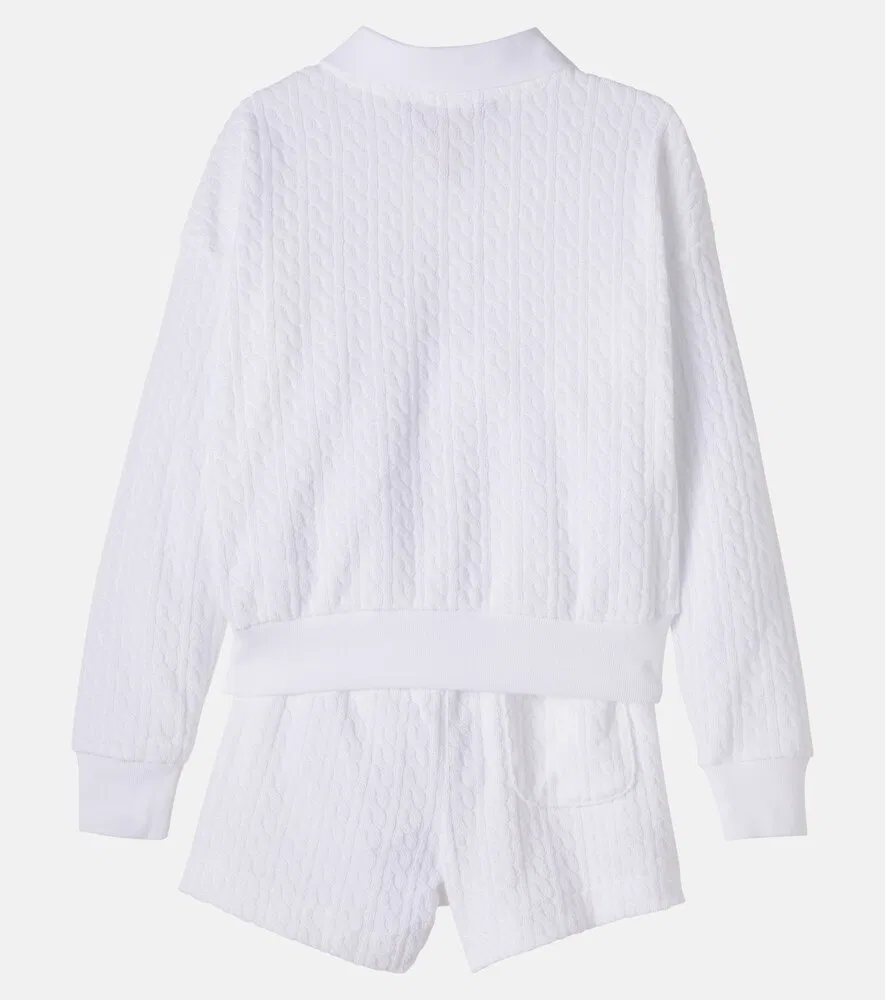 Комплект из поло и шорт из смесовой хлопковой ткани Polo Ralph Lauren Kids, белый — фото 3