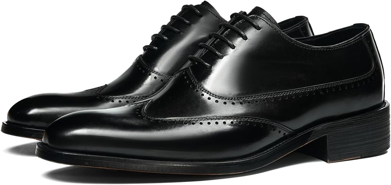 

Мужские ручные кожаные оксфорды Santimon- классические вечерние туфли с крылышками, броги с закрытым мысом, на шнуровке, для делового и повседневного стиля, выпускного и свадьбы, черный