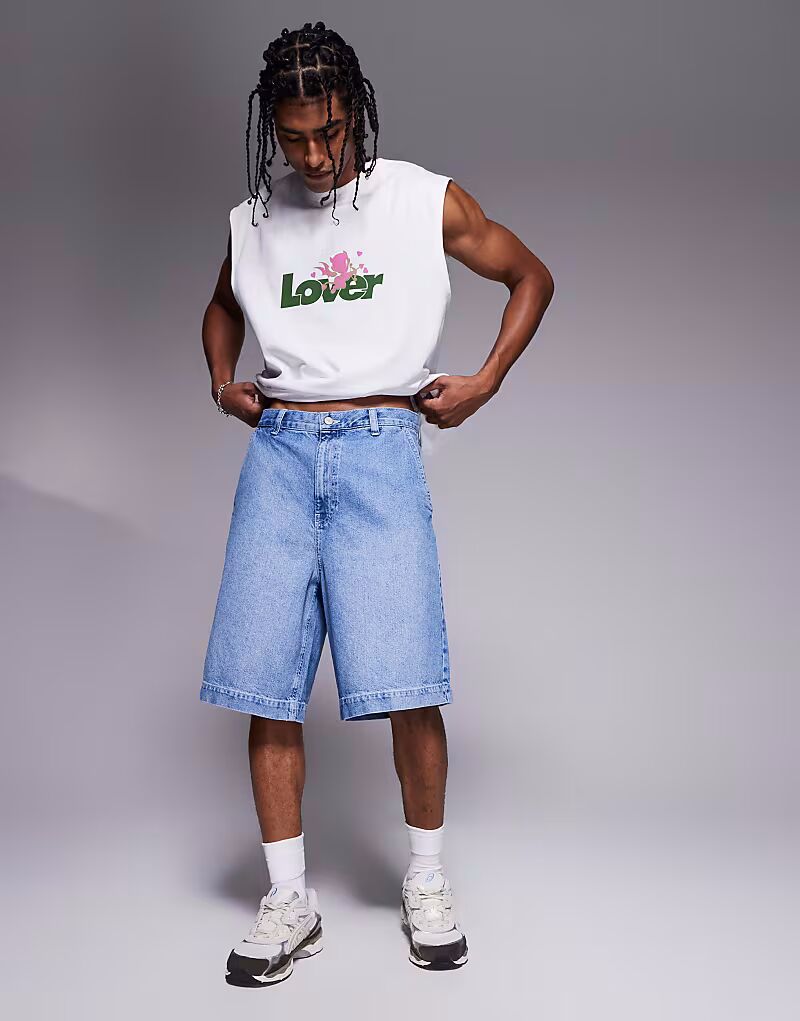 

Длинные джинсовые шорты ASOS DESIGN светло-голубого цвета