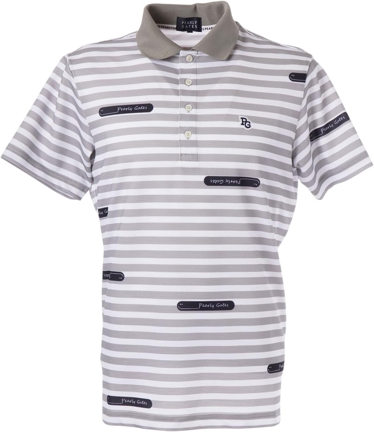 

Мужская рубашка-поло с коротким рукавом Perley Gates 053-5160515 (с четырехсторонней каймой попкорн) / для гольфа Pearly Gates, светло-серый/белый