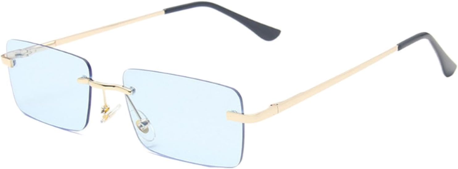 

Солнцезащитные очки с защитой от УФ-излучения UV400 | Без оправы, прозрачные, маленький размер | Для женщин и мужчин, для занятий спортом на открытом воздухе и вождения DSVIGF, 08 Gold-blue