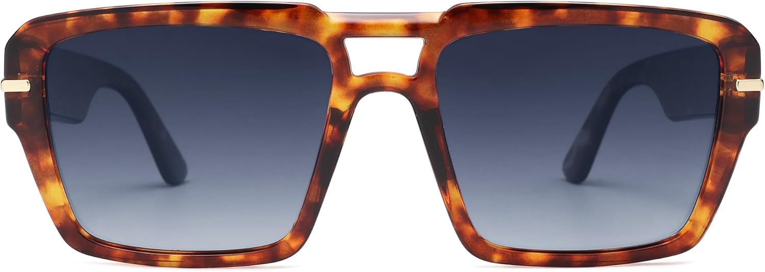 

Поляризованные солнцезащитные очки-авиаторы VANLINKER с квадратной двойной перемычкой для женщин и мужчин в стиле ретро-винтаж VL9835, Tortoise Frame Gradient Grey Lens