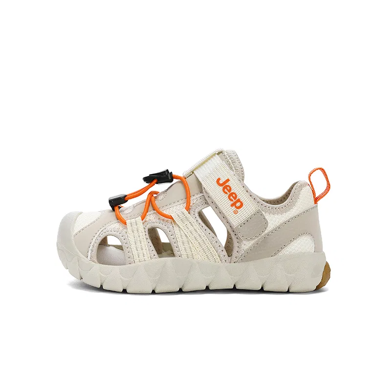 Детские сандалии с защитой от ударов Jeep Leather, Textile Abrasion Resistant, Breathable, Anti Kick, Beige Orange