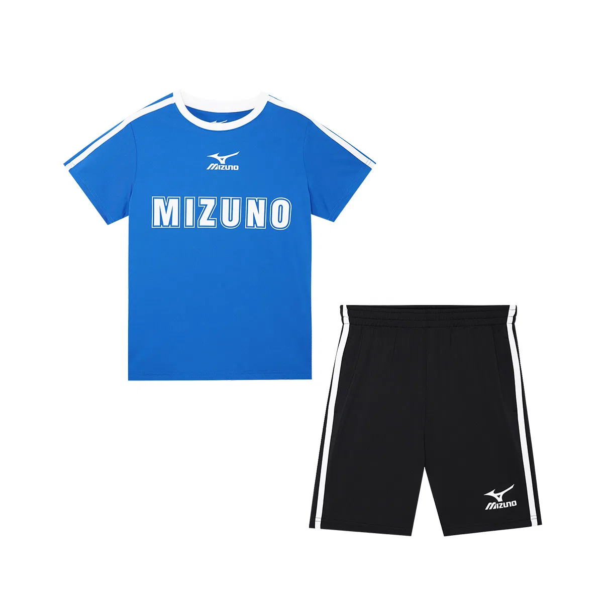 Детский спортивный комплект с футболкой и шортами Mizuno, Set (White Short-Sleeved T-Shirt+Black Shorts) — фото 4