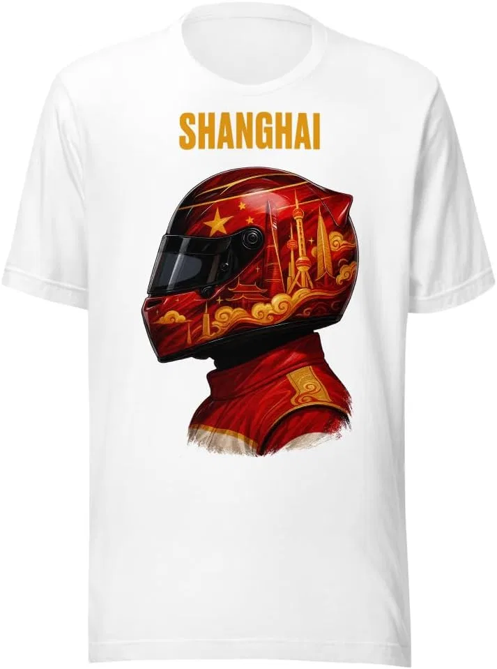 Мужская футболка с гоночным шлемом Shanghai 3001, White