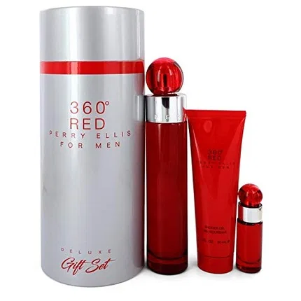 Мужской парфюмерный набор с гелем для душа 100 мл и 89 мл Perry Ellis 360 Red