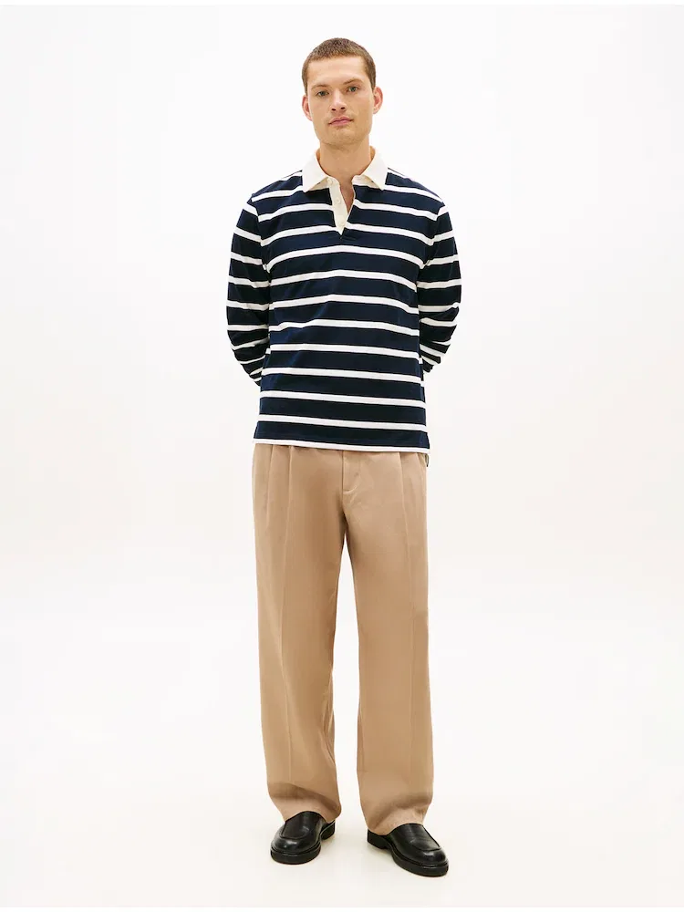 Футболка с длинным рукавом поло, полосатая, Essential Stripe Rugby TOMMY HILFIGER, Navy — фото 2