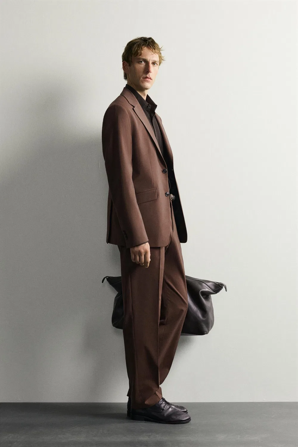 Брюки от костюма стандартного кроя ZARA, Brown — фото 4