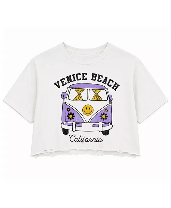 Детский топ для девочек с коротким рукавом Venice Beach Bus Oversized Crop Top Prince Peter Collection, белый