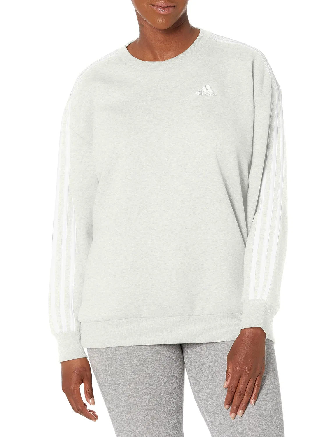 Женский свитшот с тремя полосками Essentials 3-Stripes adidas, Off-white Melange/White