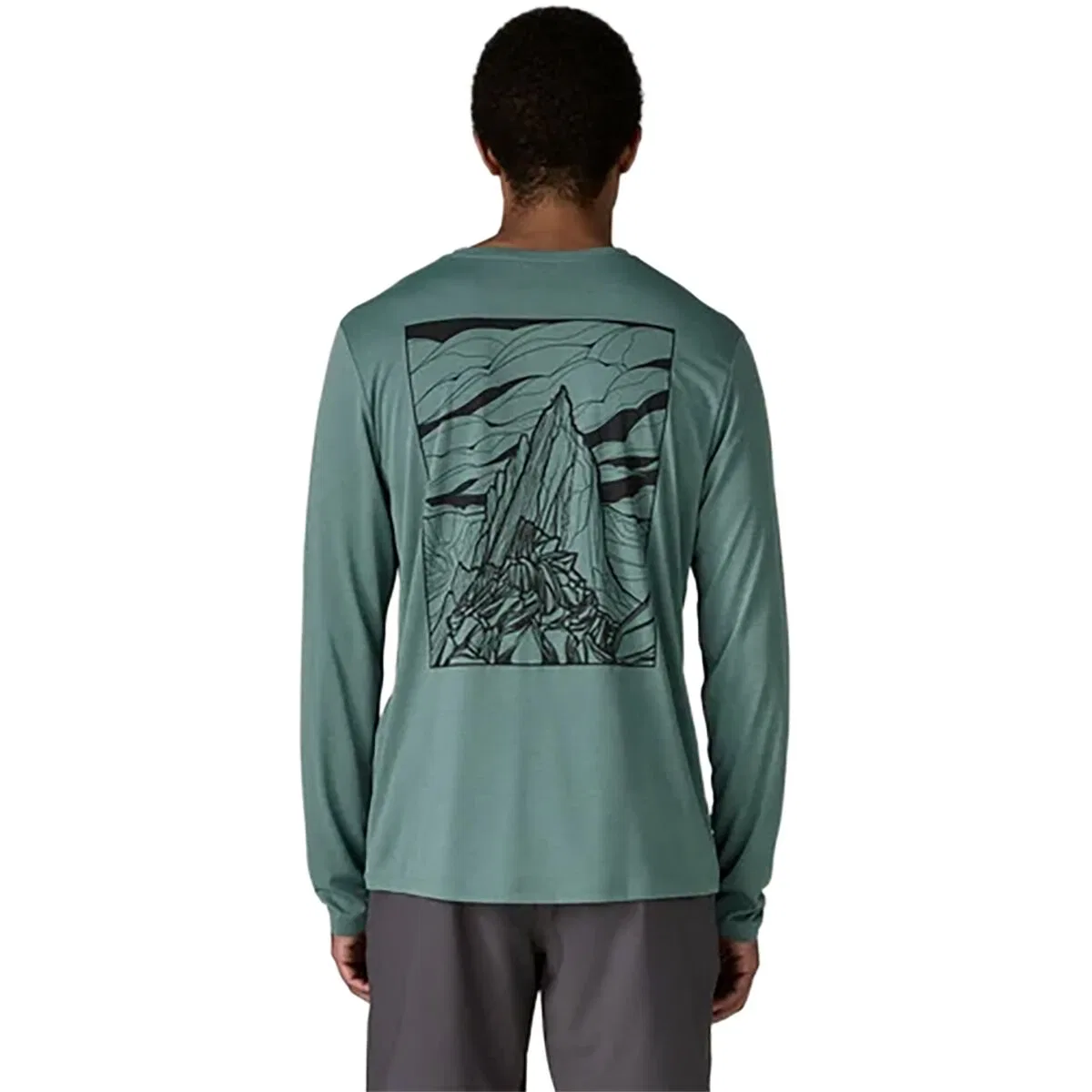 Мужская футболка с длинным рукавом с принтом Capilene Cool Cloud Crag Patagonia, Blue Sage / Light Blue Sage X-Dye