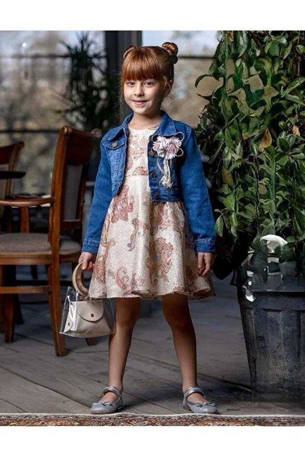 Детское платье для девочек с принтом Mnk Baby&Kids, Beige