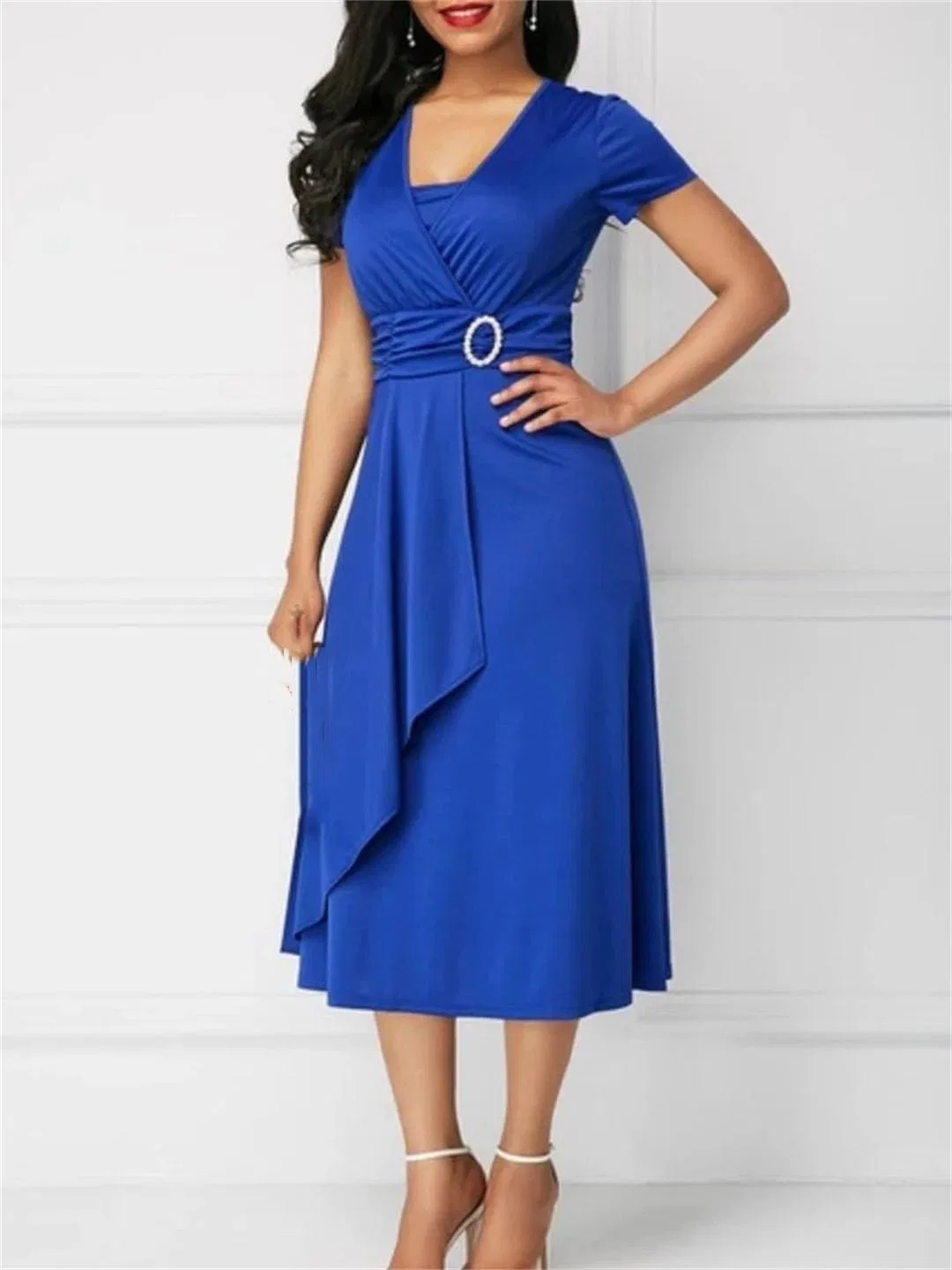 Женское летнее платье миди с асимметричным подолом Polyester, Lighten8 — фото 3
