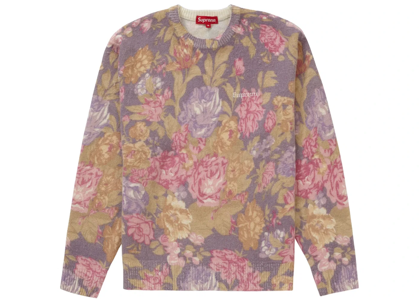 Мужской свитер с принтом Supreme Printed Floral Angora Sweater, Purple