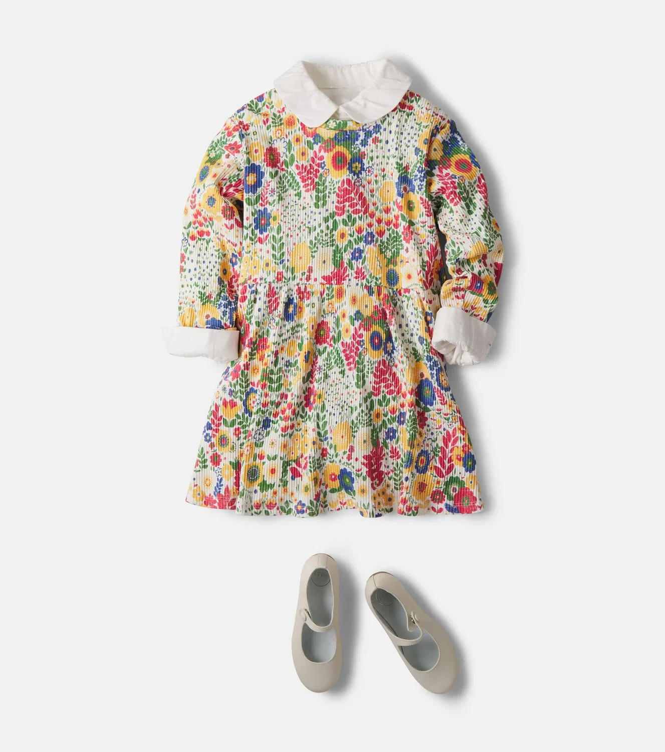 Трикотажное хлопковое платье в рубчик с цветочным рисунком Stella McCartney Kids, черный — фото 2