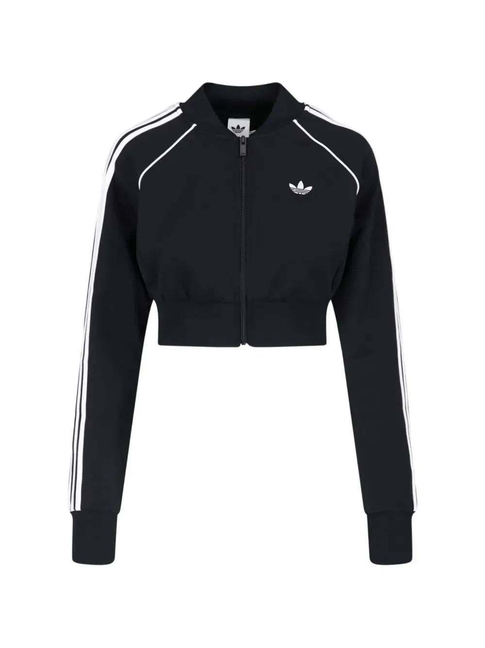 Укороченный свитшот с полосками Adidas, черный