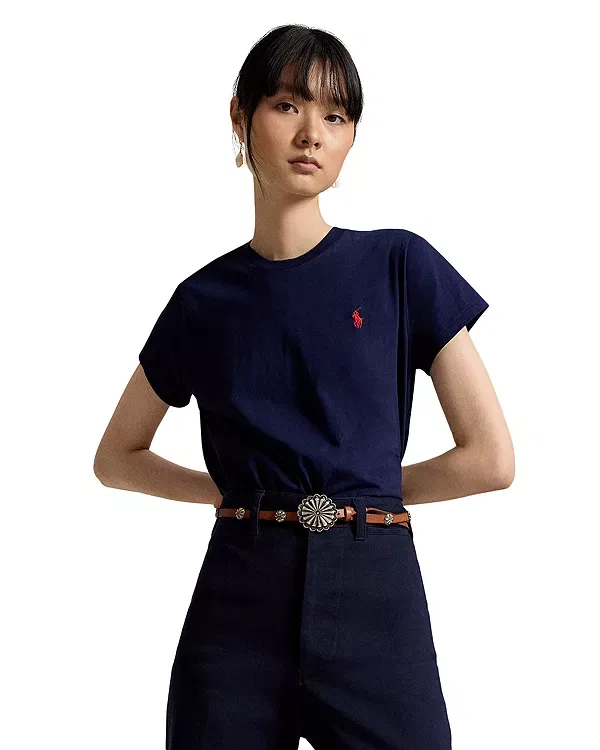 Женская футболка с круглым вырезом Ralph Lauren, темно-синий