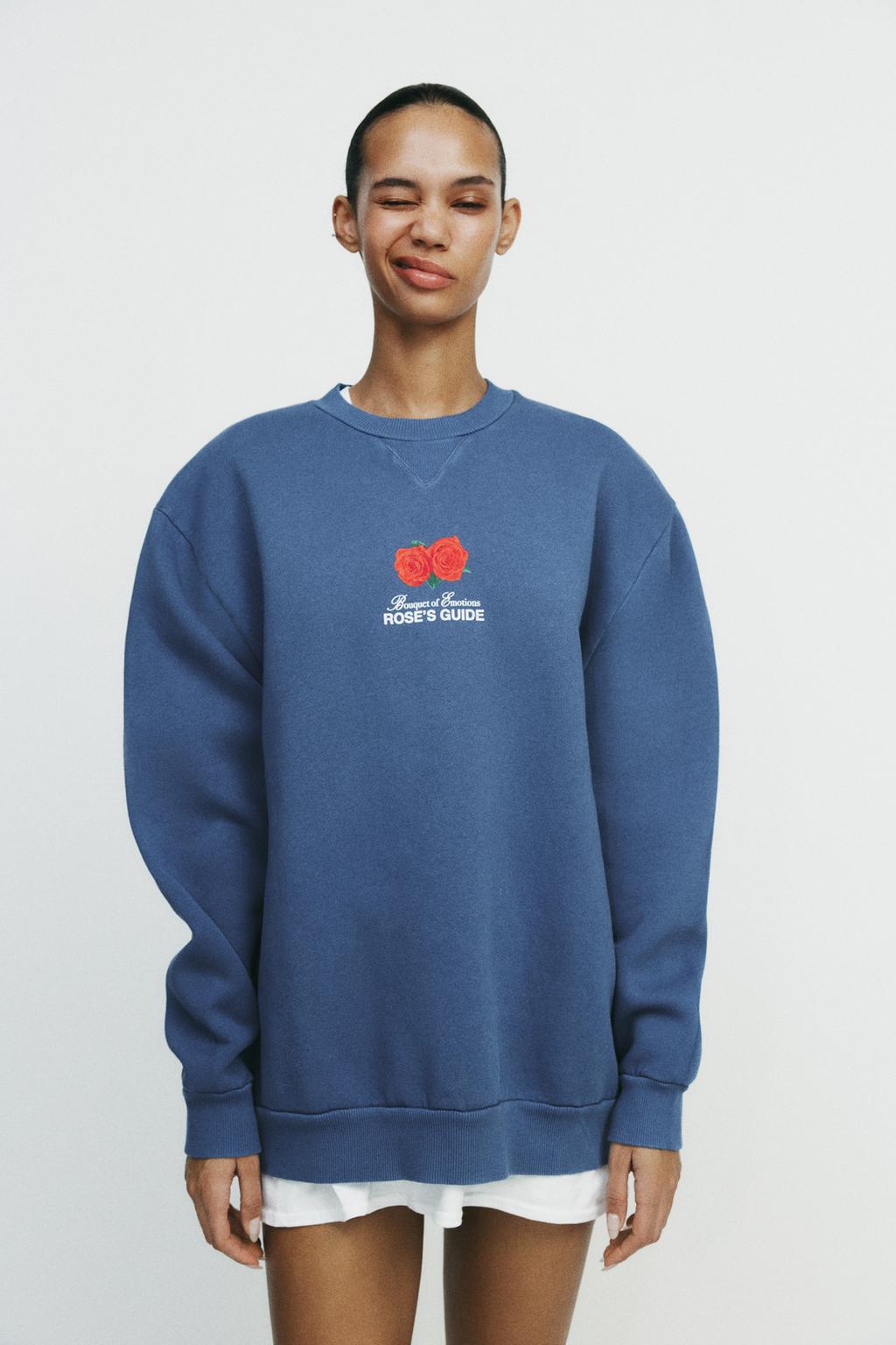 

Толстовка с лозунгом роза ZARA, синий