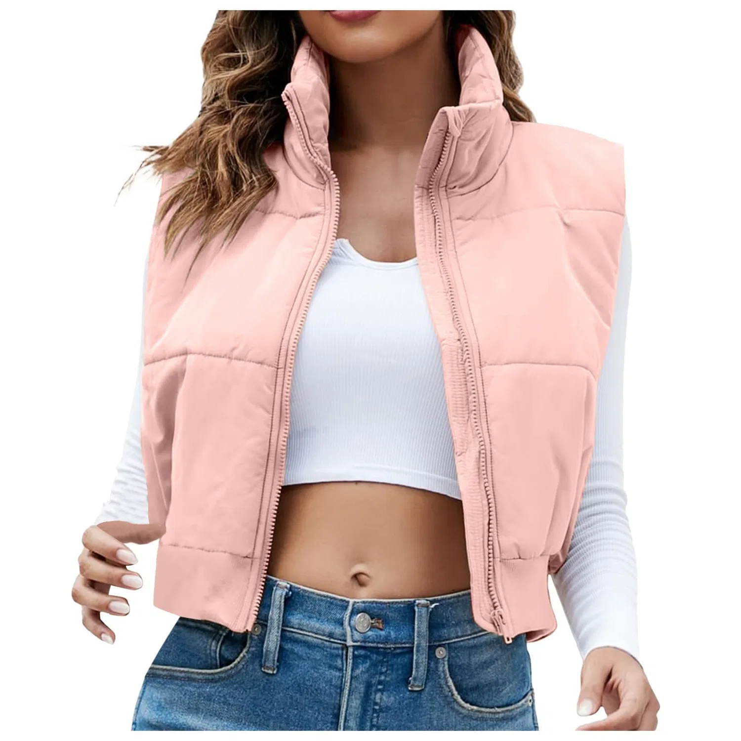 Женский стеганый жилет с капюшоном, Rosa
