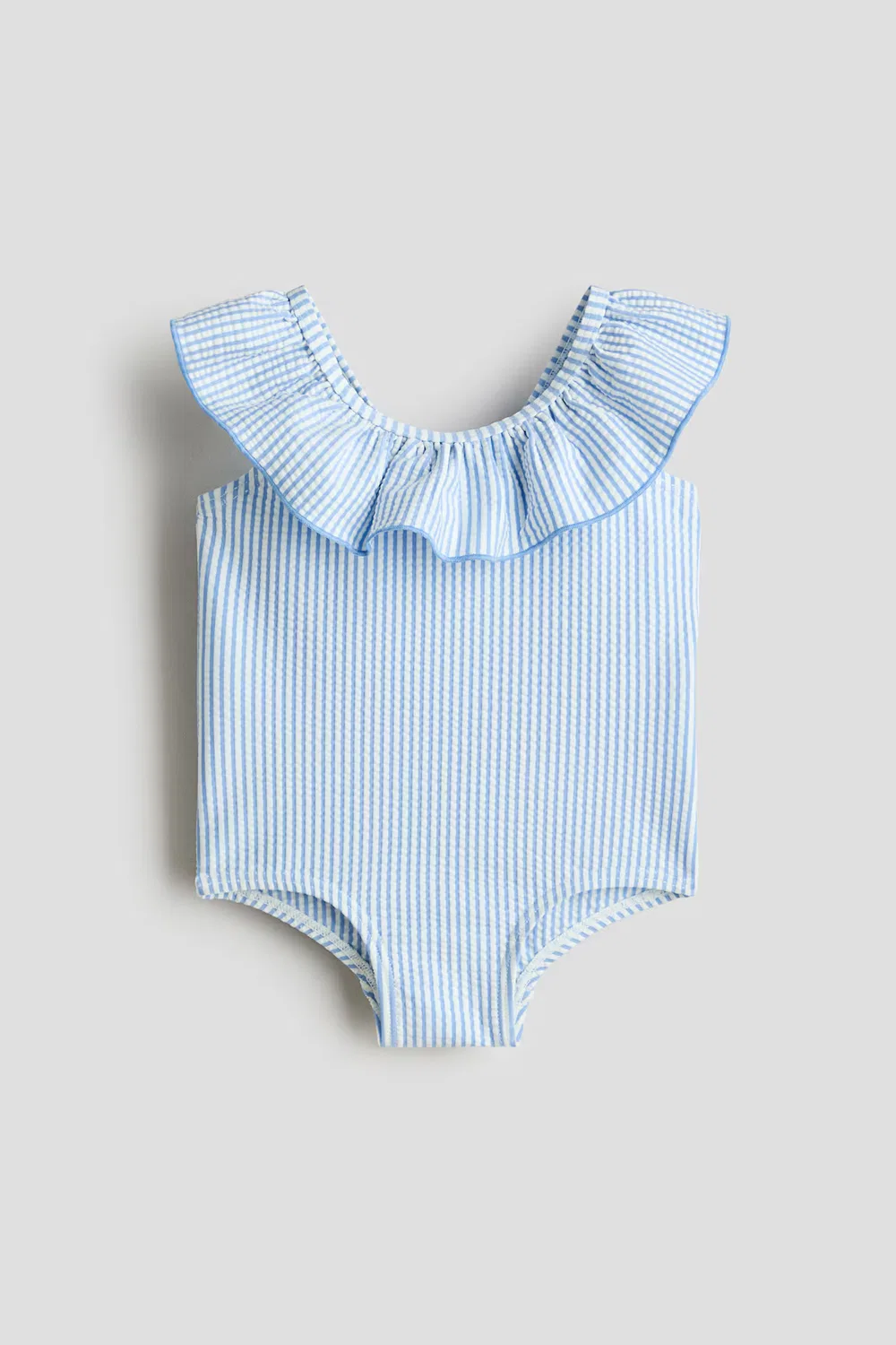 Купальник с оборками H&M, Hellblau/Weiß Gestreift