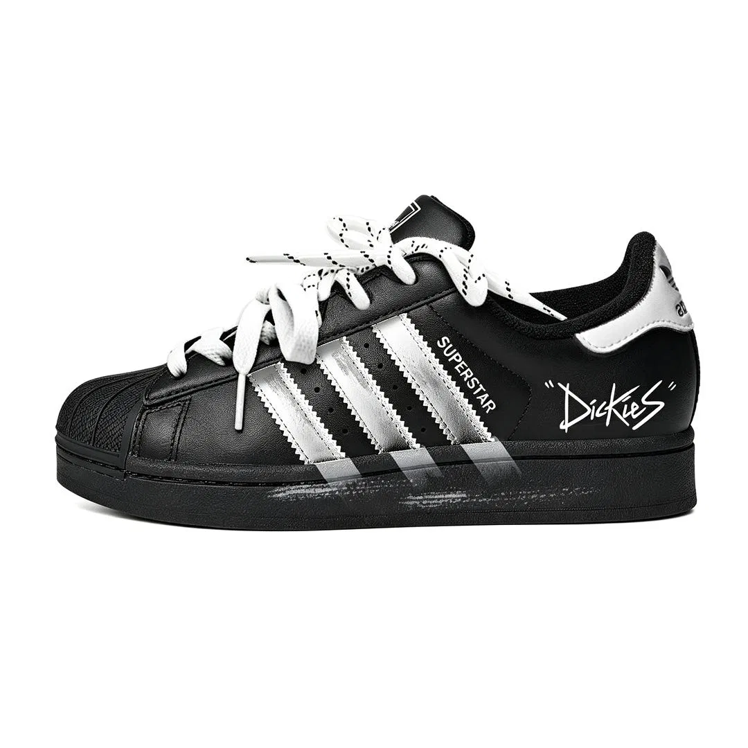 Детские кроссовки для скейтбординга с принтом Adidas Originals Superstar, Black Silver