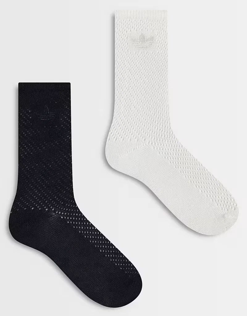 Носки вязаные крючком 2 шт Adidas Originals, черный/нежно-белый