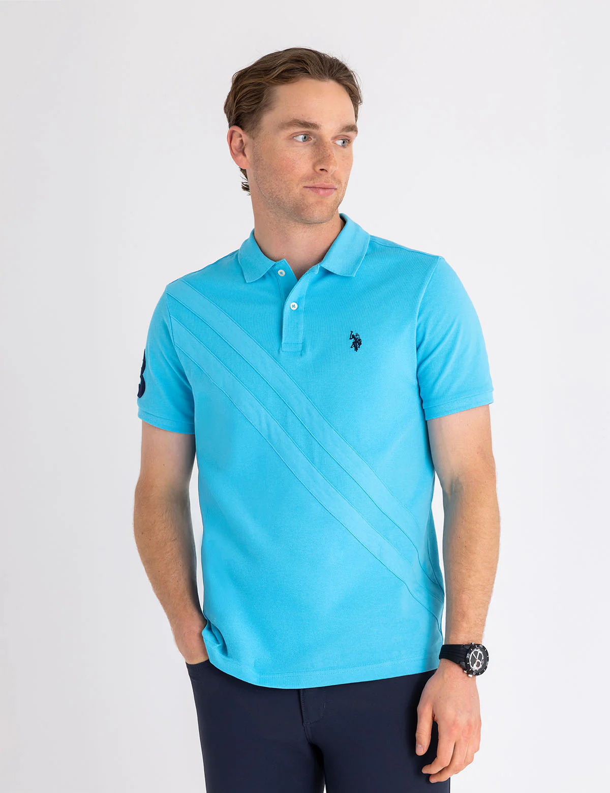 

Футболка-поло U.S. Polo Assn Jersey Double Sash, голубой