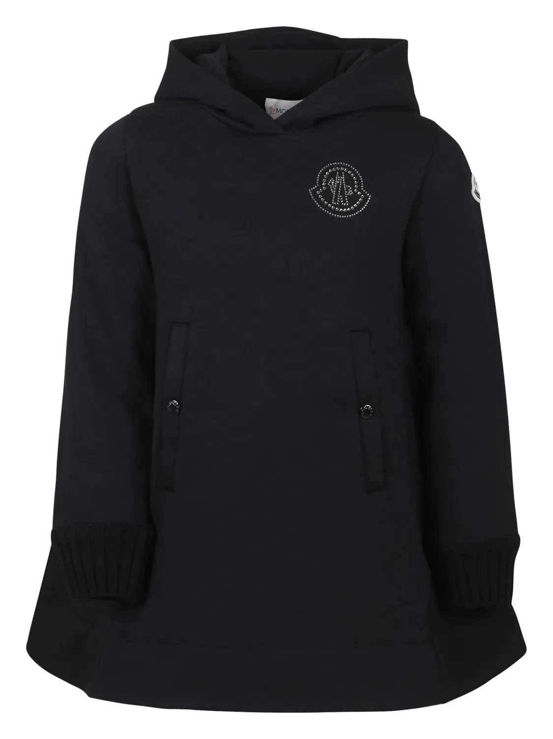 Платье из хлопка с аппликацией Moncler, черный