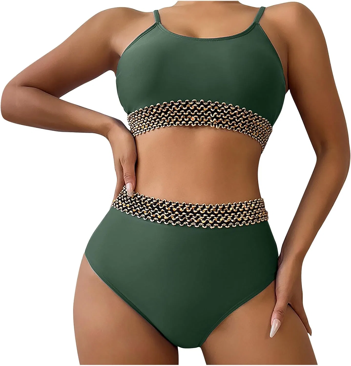 Женский бикини-сет с высокой талией Tummy Control, Green