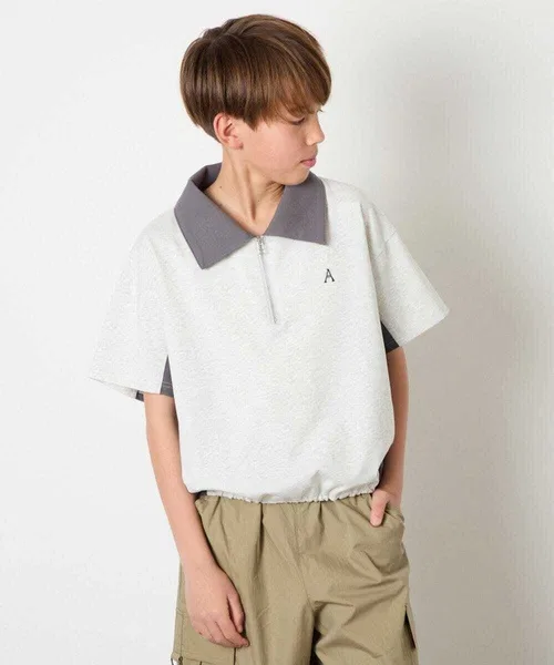 Детское худи с длинным рукавом полузамком и воротником, модель Half Zip, a.v.v, Light Grey