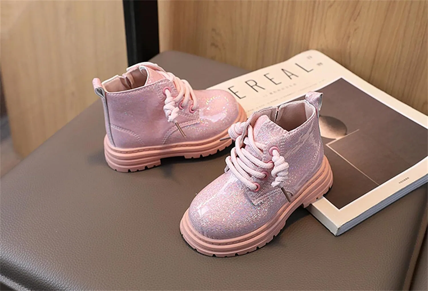 Детские сапоги для девочек с боковой молнией He&Yingmin, Pink — фото 4