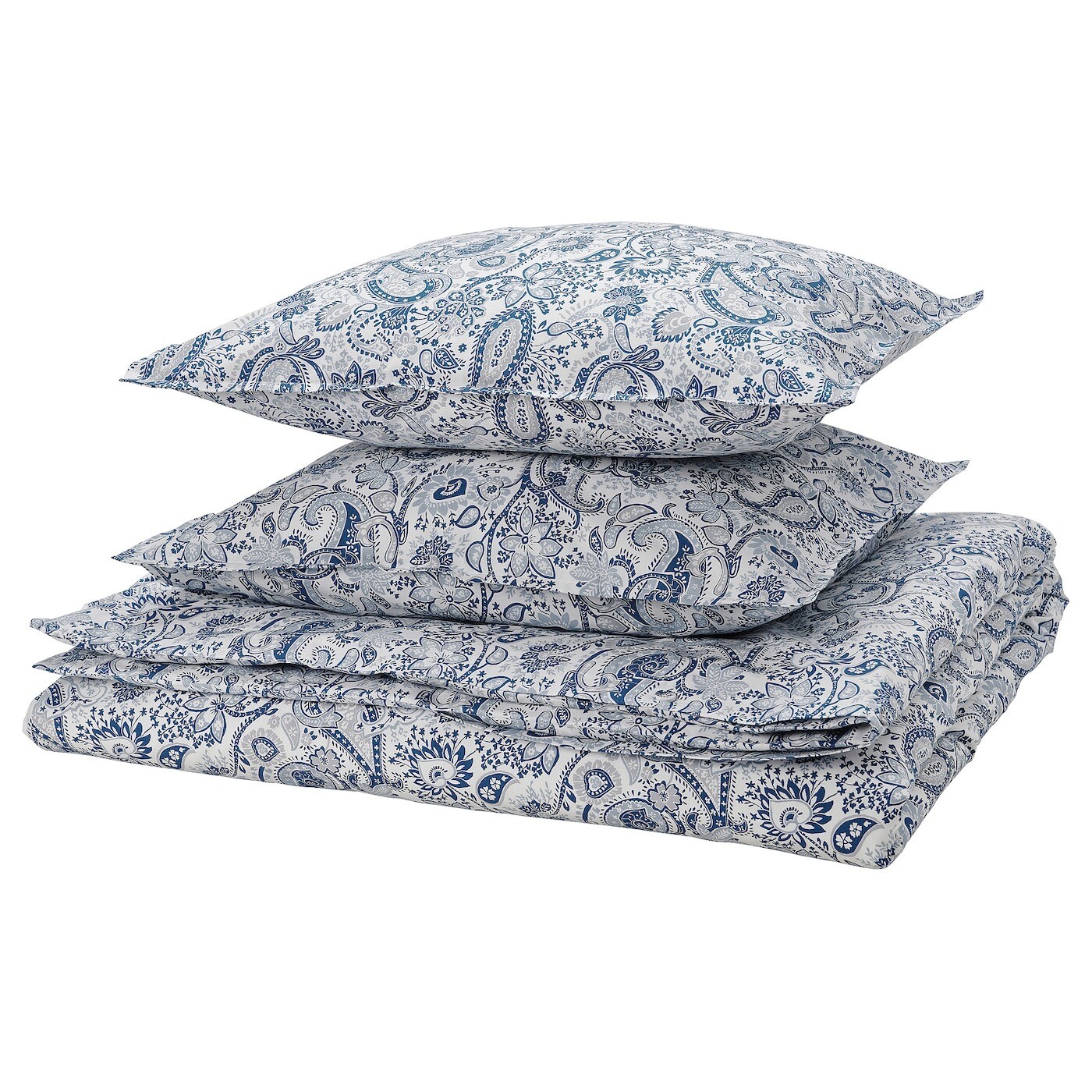 Комплект постельного белья Ikea Rodgersia, 3 предмета, 240х220/50x60 см, синий/белый