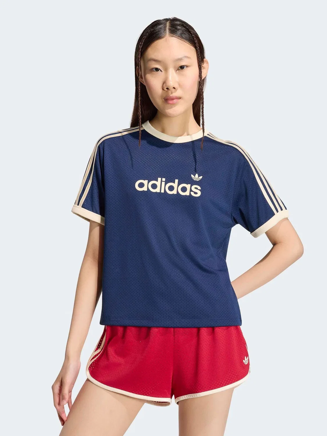 Футболка из сетки, модель Mesh Tee, adidas Originals, синий