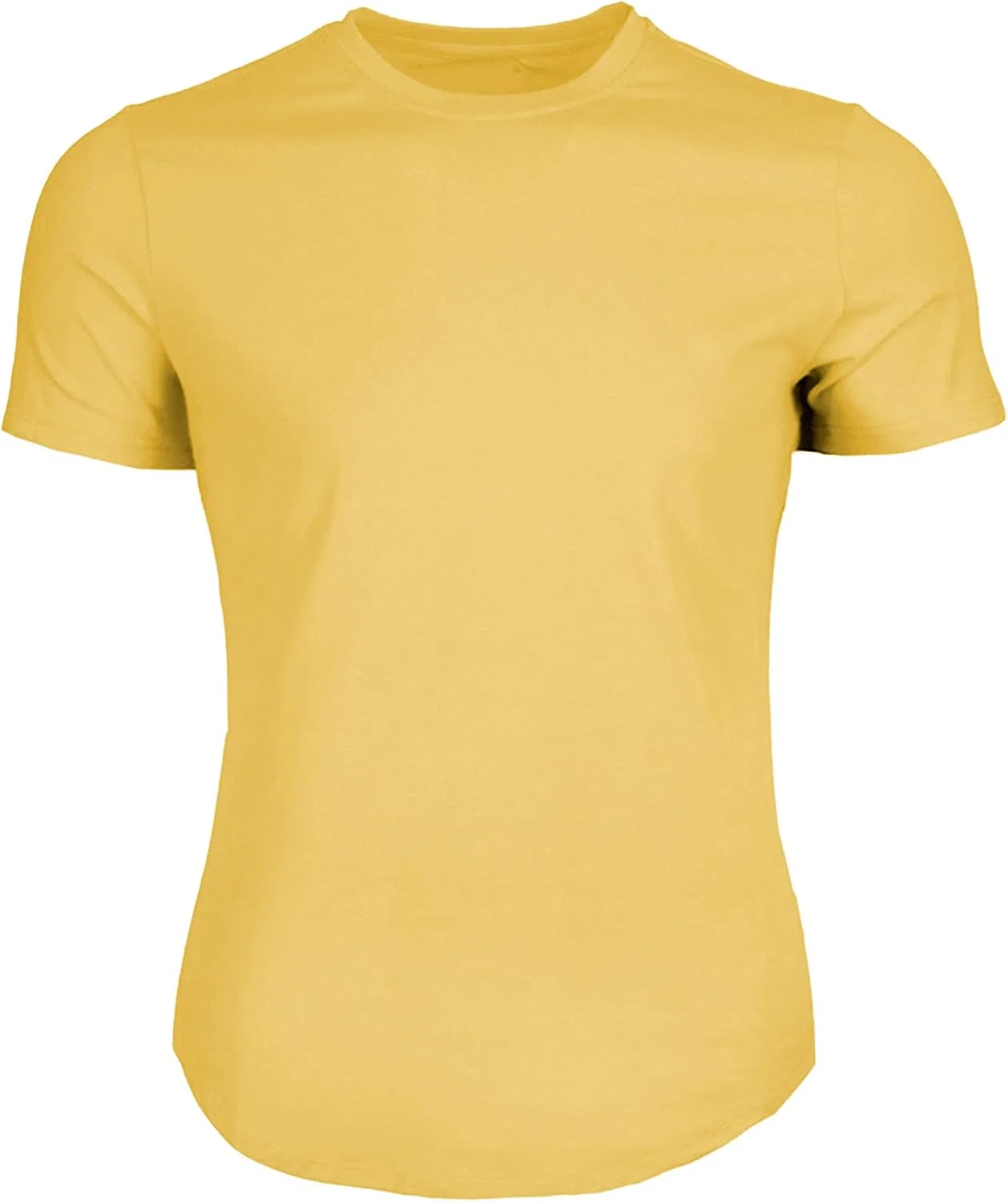 Мужская облегающая удлиненная футболка с круглым вырезом, Yellow