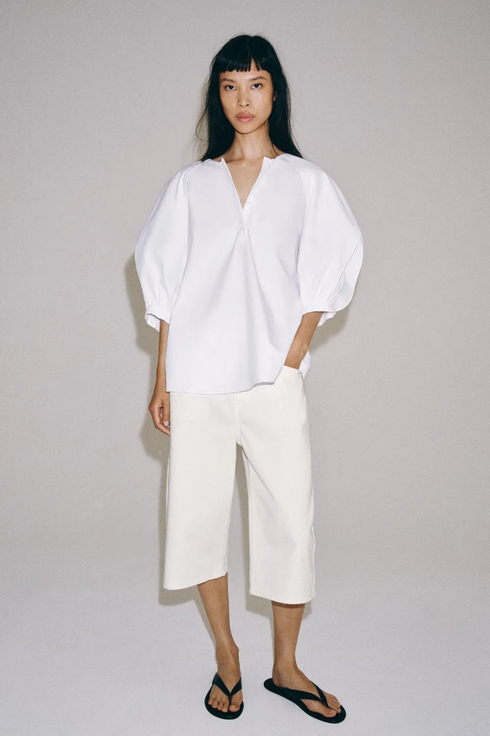 Рубашка с плиссированными рукавами из коллекции ZW. ZARA, White — фото 4