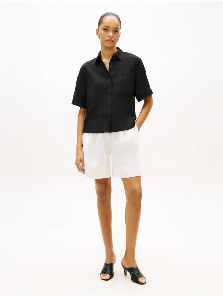 Женская рубашка из льна Essential Lin TOMMY HILFIGER, Black — фото 2