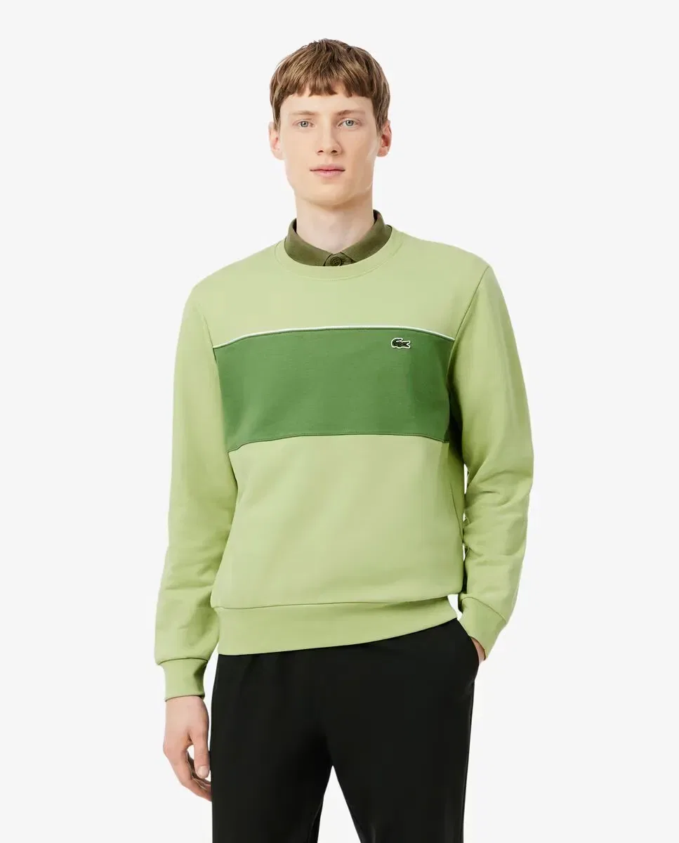 Мужская свитшот из футера с цветовыми блоками Lacoste, Verde