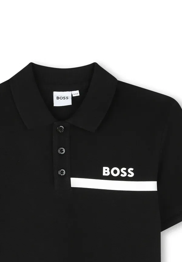 Детская рубашка поло Boss Kidswear, черный — фото 3