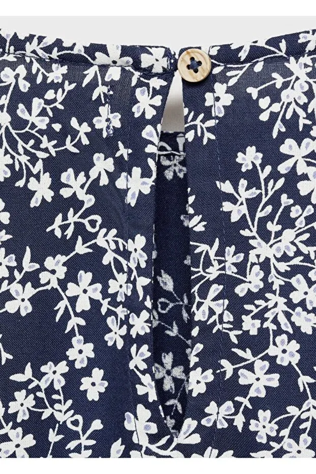 Детское платье для девочек с цветочным принтом Mango Kids, Navy Blue — фото 4