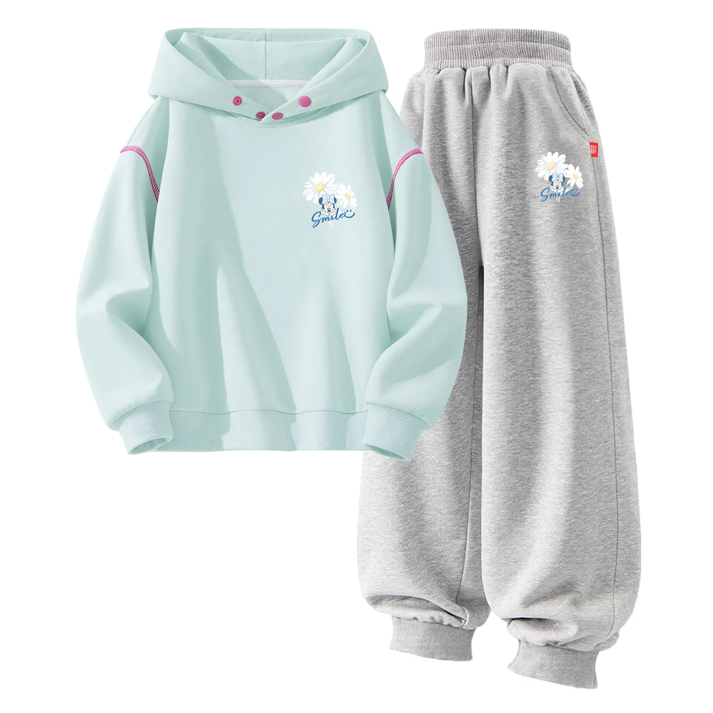 Детский спортивный комплект с капюшоном, с принтом, Disney, Diwei Flower K Clearwater Blue+Diwei Flower K Gray