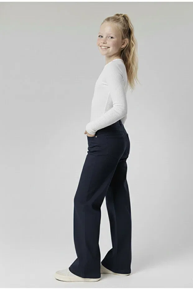 Детские брюки для девочек широкие с принтом Rois, Navy Blue — фото 3