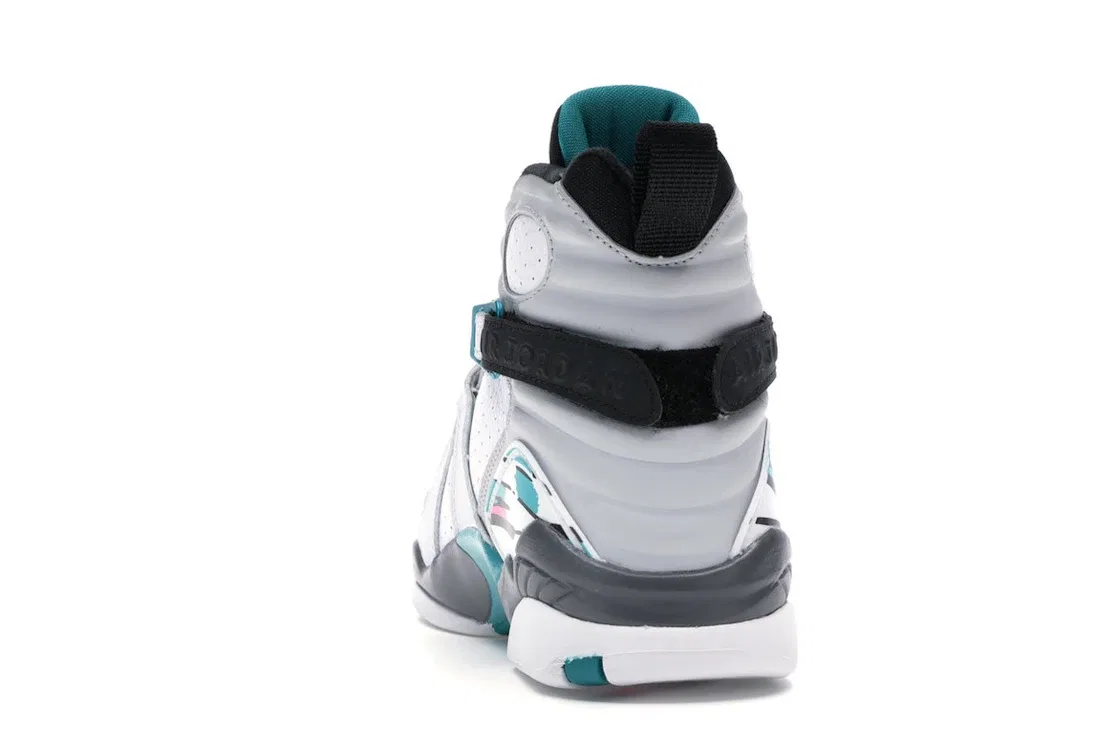 Детские кроссовки с принтом Jordan 8 Retro Jordan, White/White-Turbo Green-Neutral Grey — фото 4