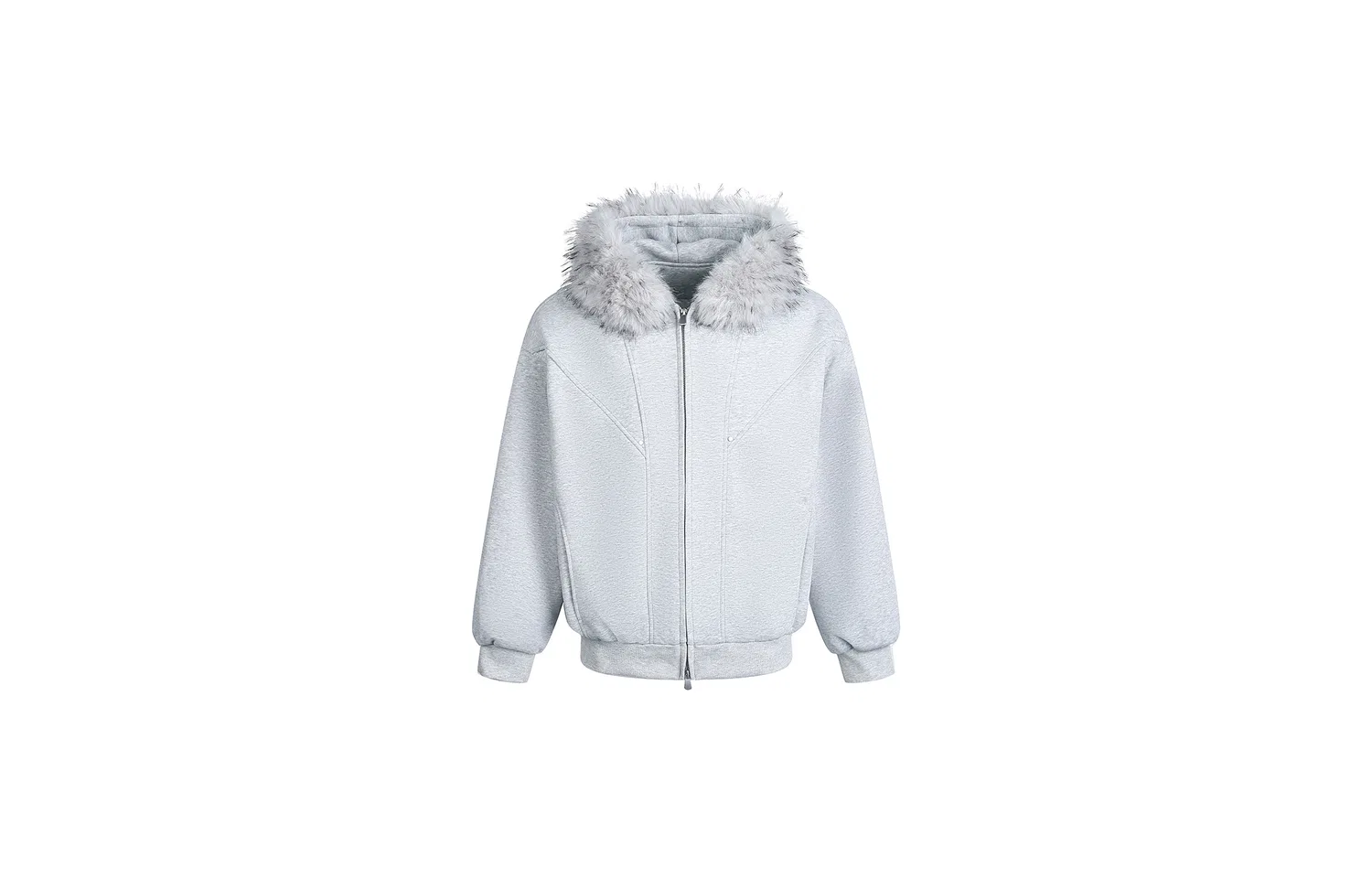 Детский пуховик с меховым воротником White Heather Gray F426