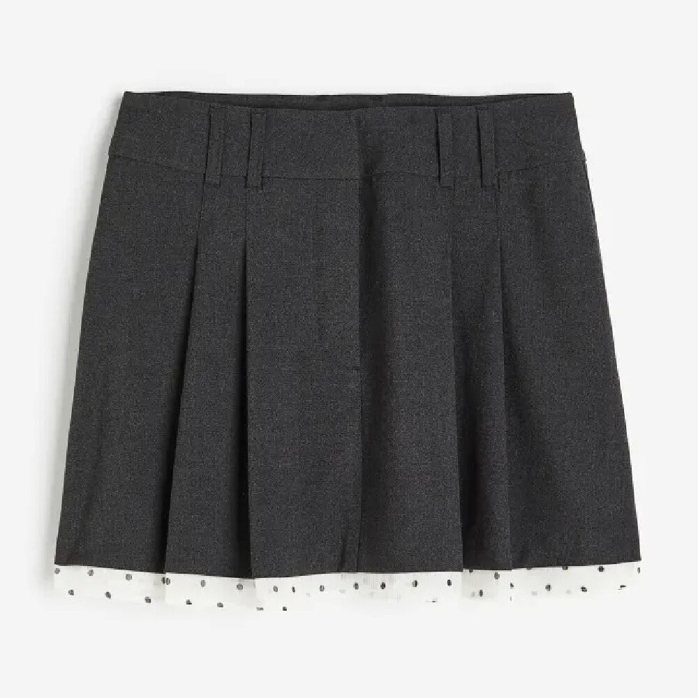 

Юбка H&M Pleated Mini, темно-серый