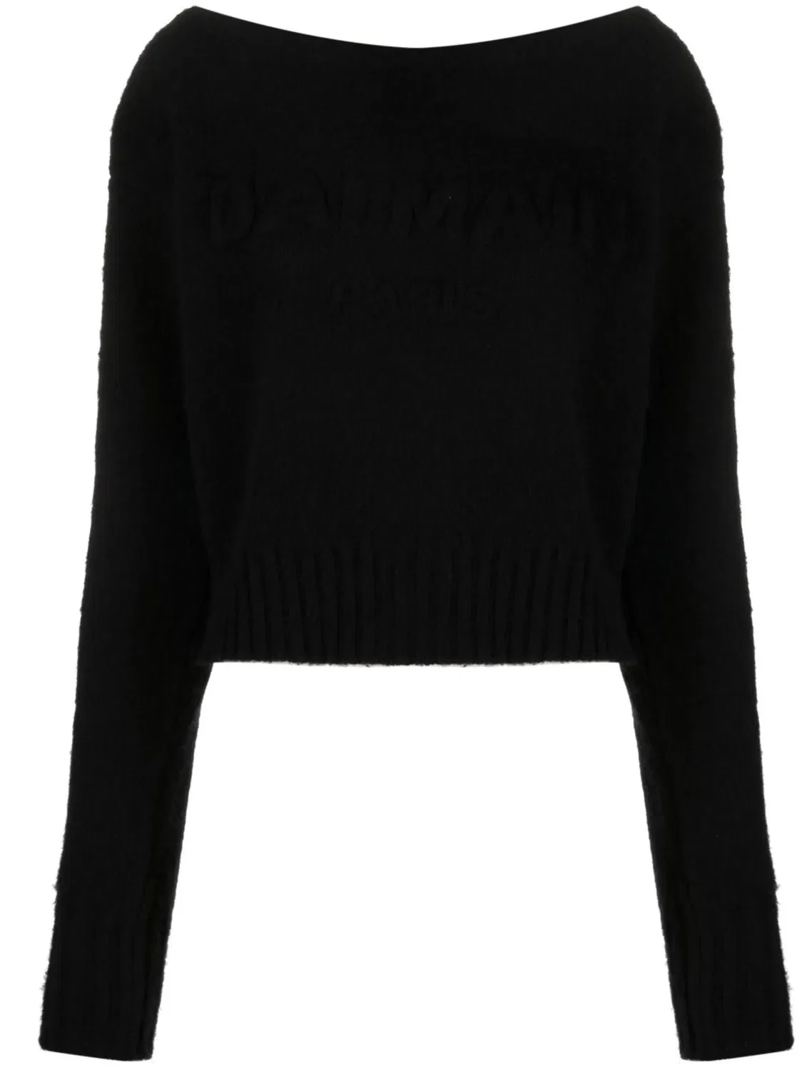 Balmain Джемпер с лодочным вырезом из черной шершино-кашмирной смеси