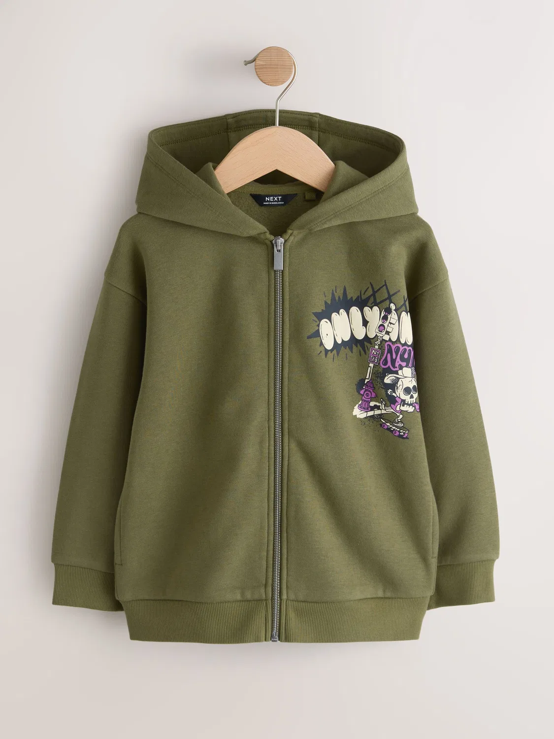 Худи на молнии с граффити, Khaki Green Graffiti Next, хаки