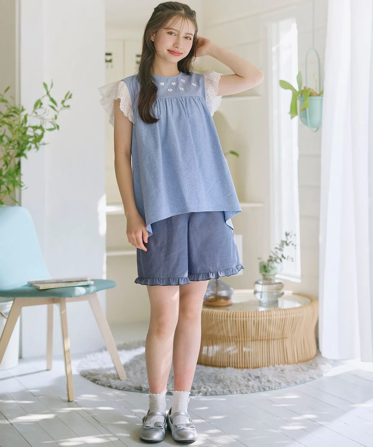 Детская туника для девочек с вышивкой petit fleur Kumikyoku KIDS, Ivory — фото 3