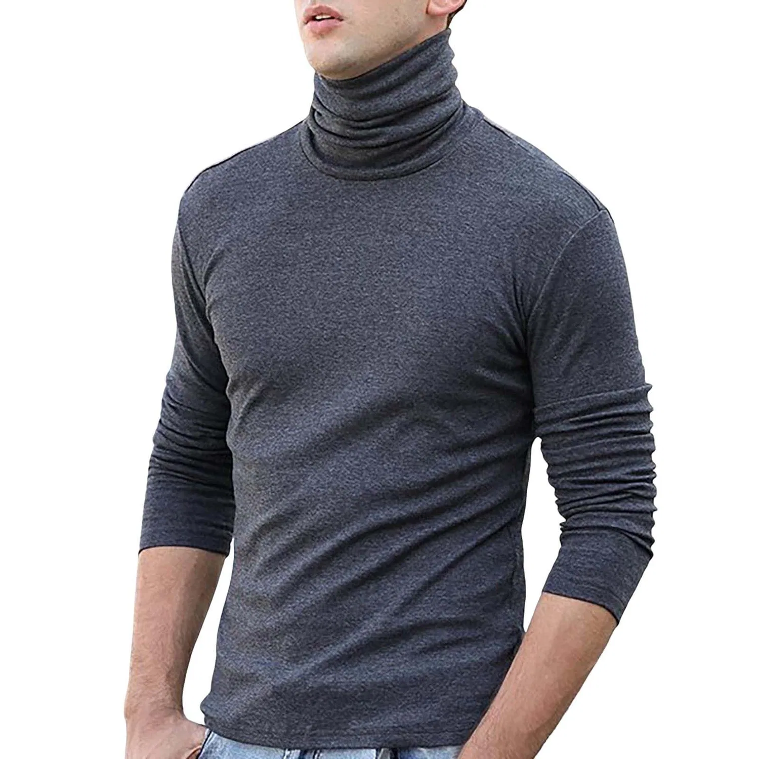 Мужская термофутболка с длинным рукавом и высоким воротом, Dark Grey
