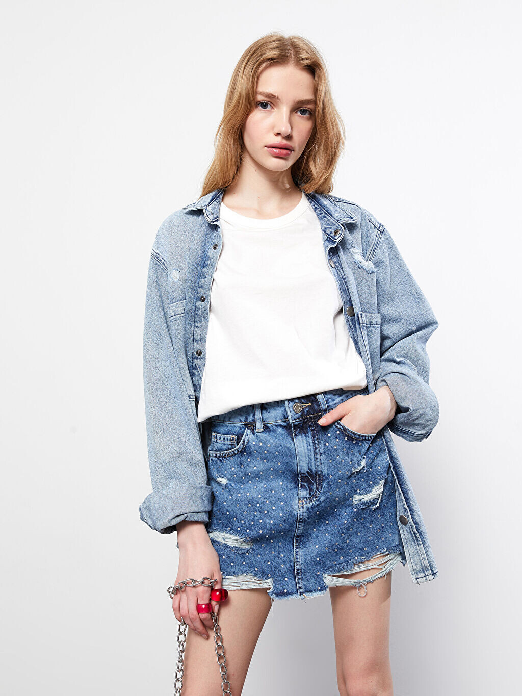 

Стандартная джинсовая юбка с карманами и карманами для женщин LCW Jeans