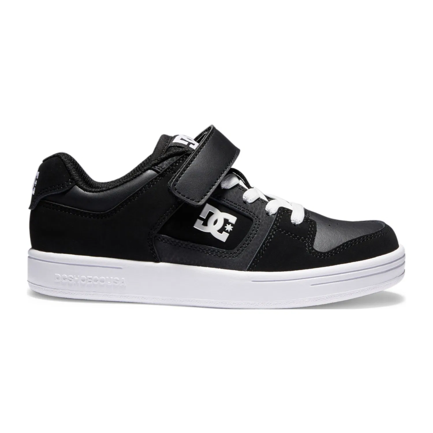 Детские кожаные кроссовки с амортизацией DC Shoes Manteca 4 V, Black/Black/White — фото 2